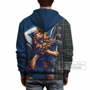 Russell Tartan Family Crest Hoodie with Scottish Majestic Lion - Tartan Vibes Clothing