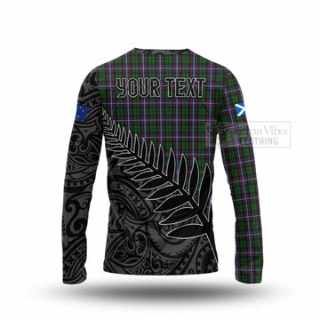 Russell Crest Tartan Long Sleeve T-Shirt with New Zealand Silver Fern Half Style - Tartan Vibes Clothing