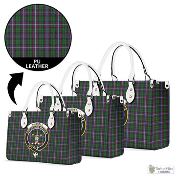Russell Tartan Luxury Leather Handbags with Family Crest - Tartan Vibes Clothing