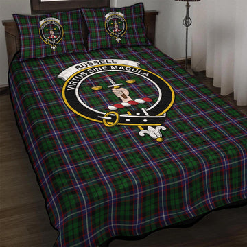 Russell Tartan Quilt Bed Set with Family Crest - Tartan Vibes Clothing