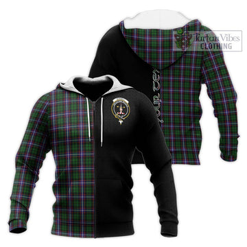 Russell Tartan Knitted Hoodie with Family Crest and Half Of Me Style Unisex Knitted Zip Hoodie - Tartan Vibes Clothing