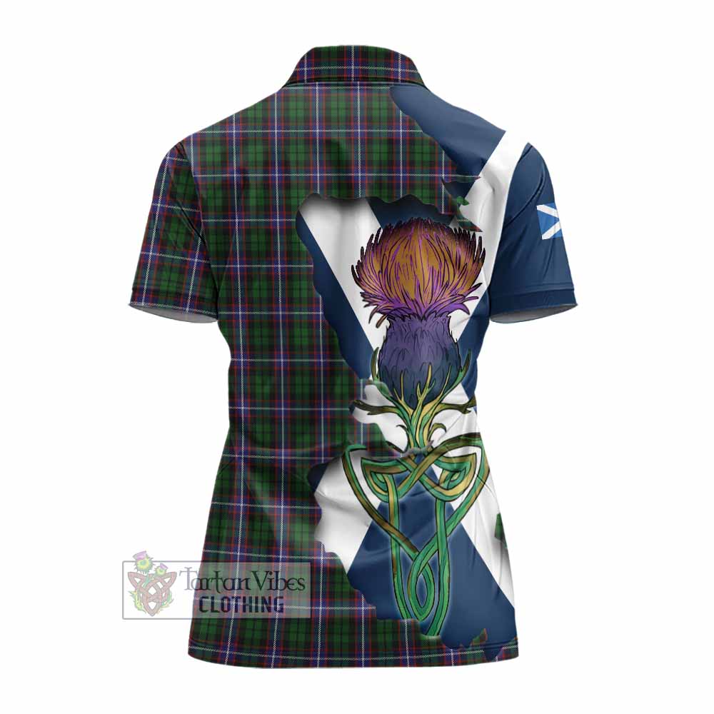 Tartan Vibes Clothing Russell Tartan Family Crest Women's Polo Shirt Scottish Thistle Celtic Inspired
