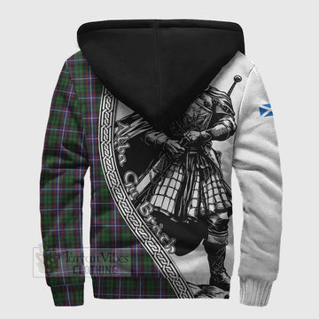Tartan Vibes Clothing Russell Tartan Clan Crest Sherpa Hoodie with Highlander Warrior Celtic Style