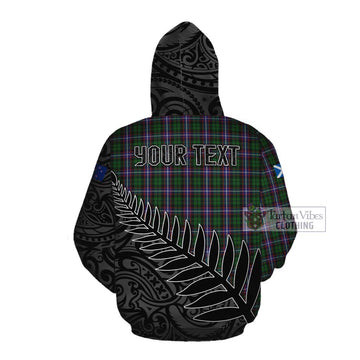 Tartan Vibes Clothing Russell Crest Tartan Cotton Hoodie with New Zealand Silver Fern Half Style