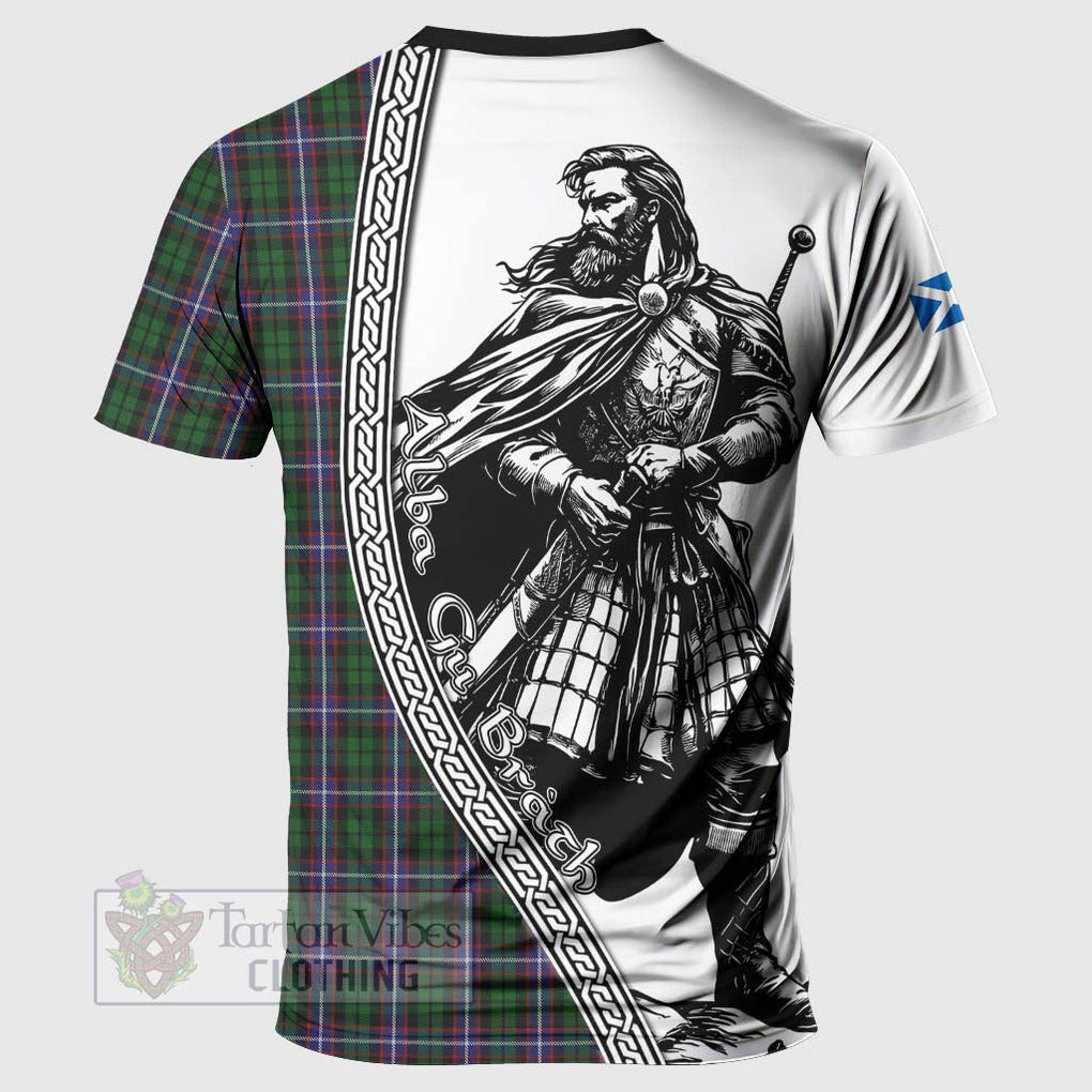 Russell Tartan Clan Crest T-Shirt with Highlander Warrior Celtic Style - Tartan Vibes Clothing