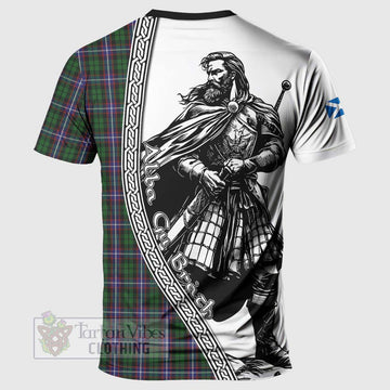 Russell Tartan Clan Crest T-Shirt with Highlander Warrior Celtic Style - Tartan Vibes Clothing