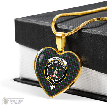 Russell Tartan Heart Necklace with Family Crest - Tartan Vibes Clothing
