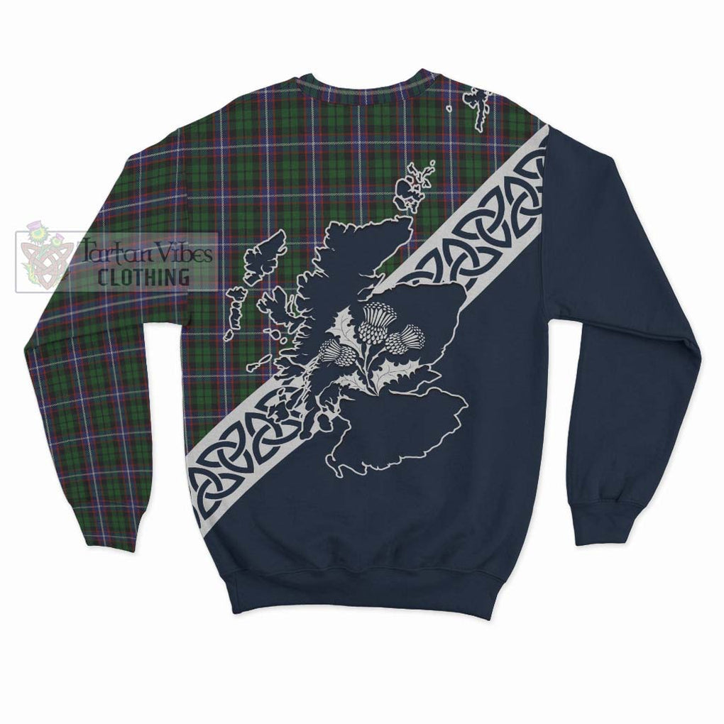 Russell Tartan Sweatshirt Featuring Thistle and Scotland Map - Tartan Vibes Clothing