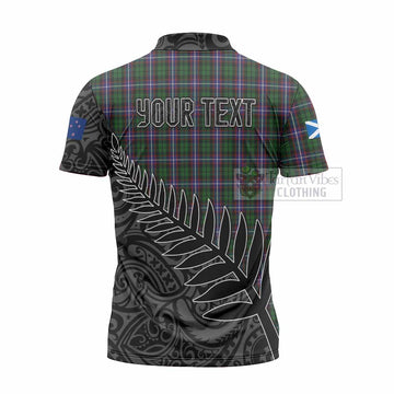 Russell Crest Tartan Zipper Polo Shirt with New Zealand Silver Fern Half Style - Tartan Vibes Clothing