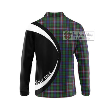 Russell Tartan Long Sleeve Polo Shirt with Family Crest Circle Style - Tartan Vibes Clothing