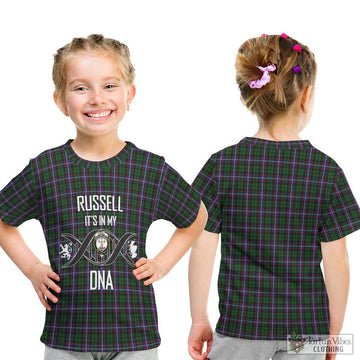 Russell Tartan Kid T-Shirt with Family Crest DNA In Me Style - Tartan Vibes Clothing
