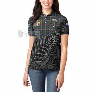 Russell Crest Tartan Women's Polo Shirt with New Zealand Silver Fern Half Style - Tartan Vibes Clothing