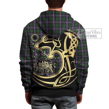 Russell Tartan Hoodie with Family Crest Celtic Wolf Style - Tartan Vibes Clothing