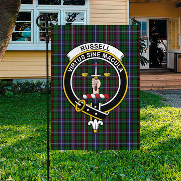 Russell Tartan Flag with Family Crest