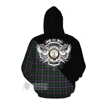 Russell Tartan Cotton Hoodie with Family Crest and Military Logo Style Pullover Hoodie - Tartan Vibes Clothing
