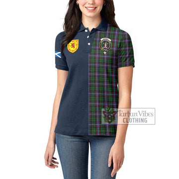 Russell Tartan Women's Polo Shirt Alba with Scottish Lion Royal Arm Half Style - Tartan Vibes Clothing