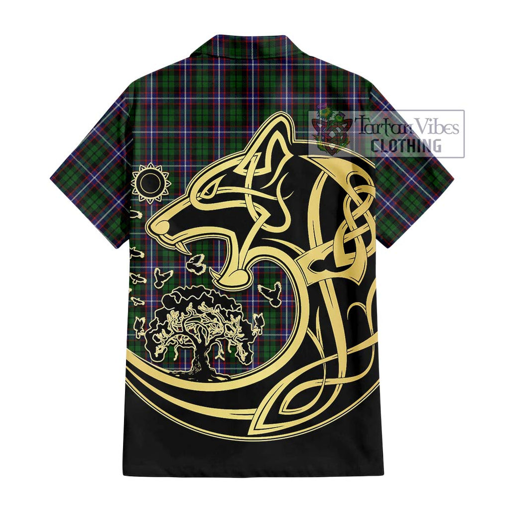 Russell Tartan Hawaiian Shirt with Family Crest Celtic Wolf Style - Tartan Vibes Clothing