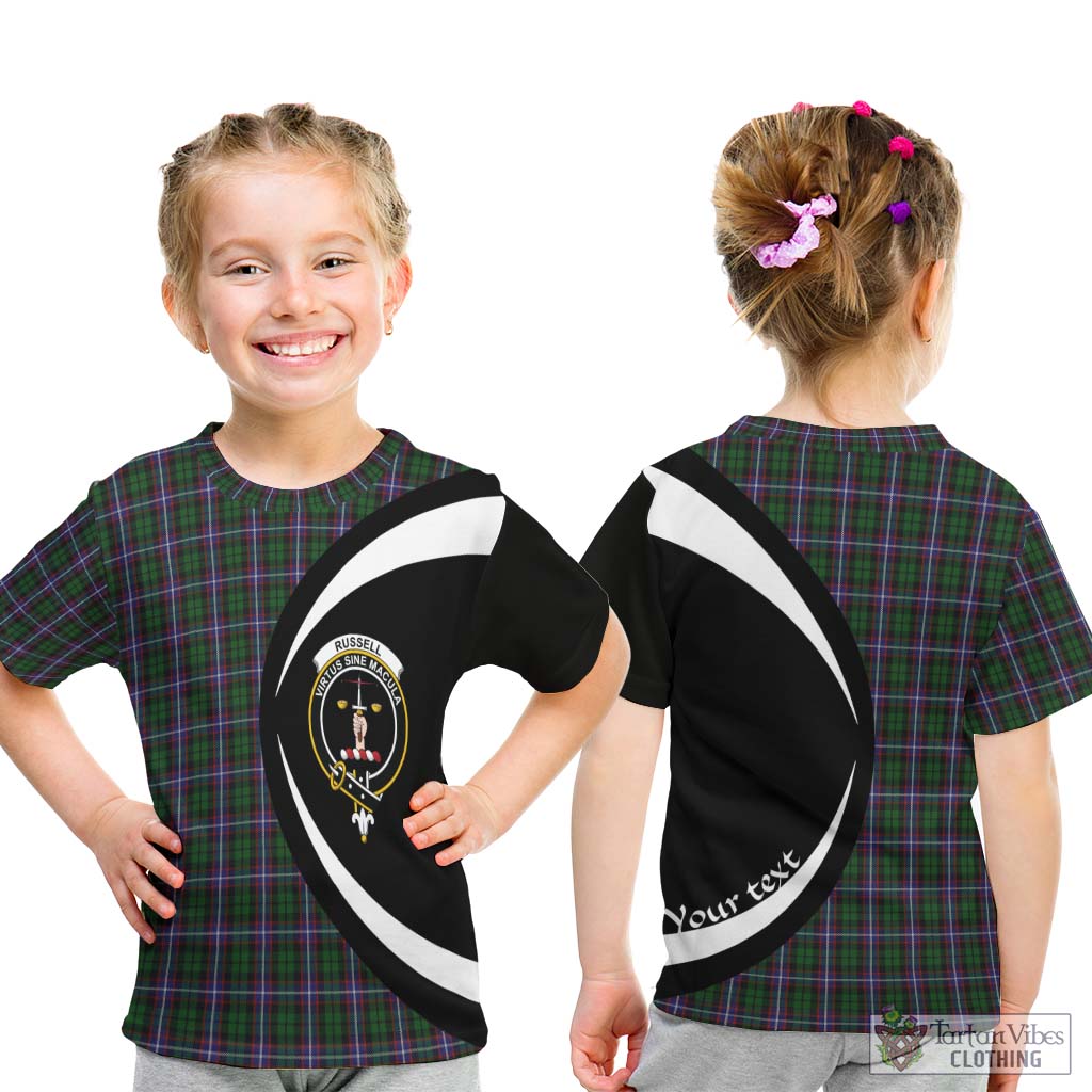 Russell Tartan Kid T-Shirt with Family Crest Circle Style - Tartan Vibes Clothing