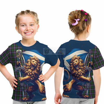 Russell Tartan Family Crest Kid T-Shirt with Scottish Majestic Lion - Tartan Vibes Clothing