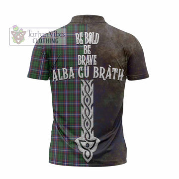 Russell Tartan Family Crest Zipper Polo Shirt Alba Gu Brath Be Brave Lion Ancient Style - Tartan Vibes Clothing