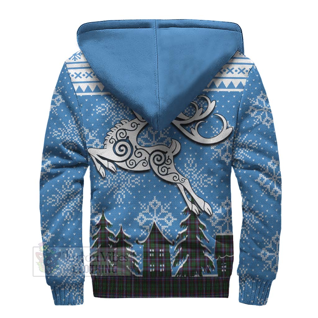 Russell Clan Christmas Sherpa Hoodie Celtic Reindeer Style - Tartan Vibes Clothing