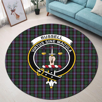 Russell Tartan Round Rug with Family Crest - Tartan Vibes Clothing