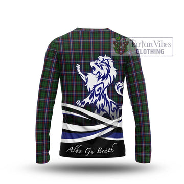 Russell Tartan Long Sleeve T-Shirt with Alba Gu Brath Regal Lion Emblem - Tartan Vibes Clothing