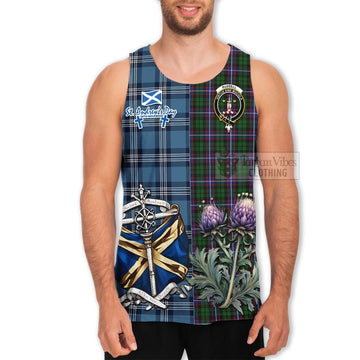 Russell Tartan Men's Tank Top Happy St. Andrew's Day Half Tartan Style - Tartan Vibes Clothing