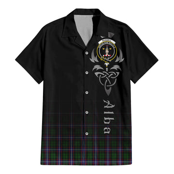 Russell Tartan Hawaiian Shirt Shirt Featuring Alba Gu Brath Family Crest Celtic Inspired - Tartan Vibes Clothing