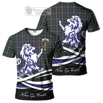 Russell Tartan Cotton T-shirt with Alba Gu Brath Regal Lion Emblem Women's Shirt - Tartan Vibes Clothing