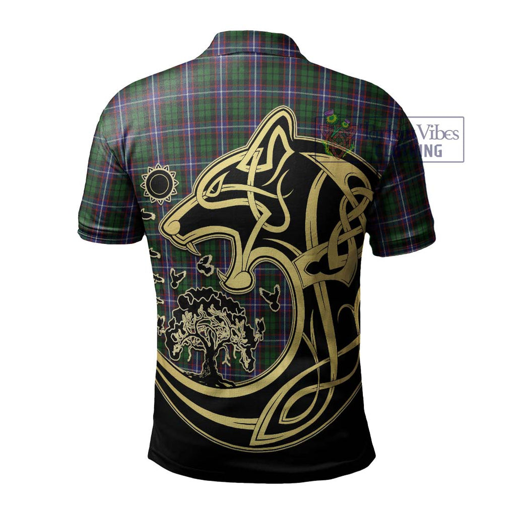 Russell Tartan Polo Shirt with Family Crest Celtic Wolf Style - Tartan Vibes Clothing