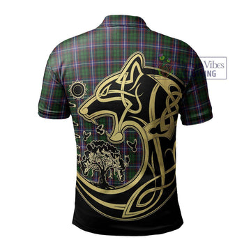 Russell Tartan Polo Shirt with Family Crest Celtic Wolf Style - Tartan Vibes Clothing