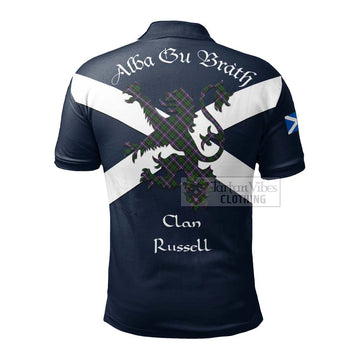 Russell Tartan Lion Rampant Polo Shirt Proudly Display Your Heritage with Alba Gu Brath and Clan Name - Tartan Vibes Clothing