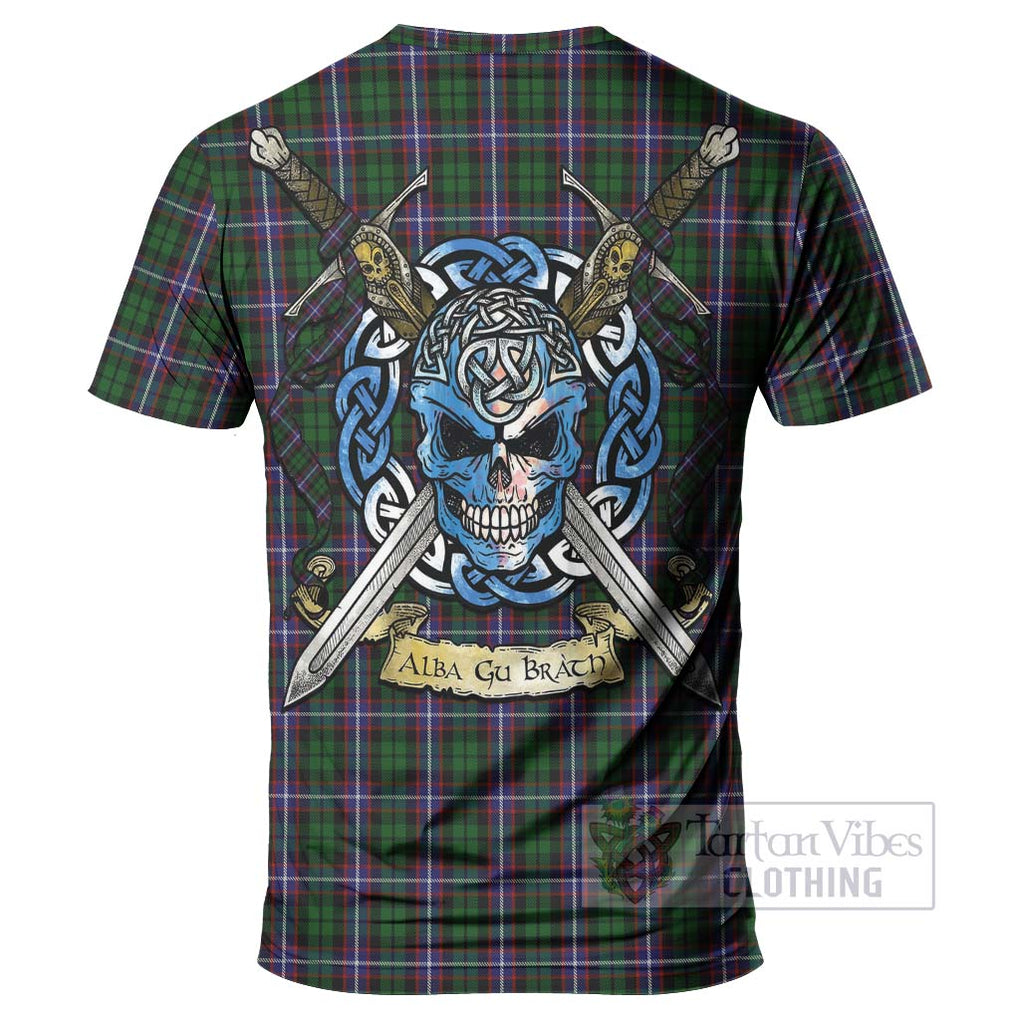 Russell Tartan T-Shirt with Family Crest Celtic Skull Style - Tartan Vibes Clothing