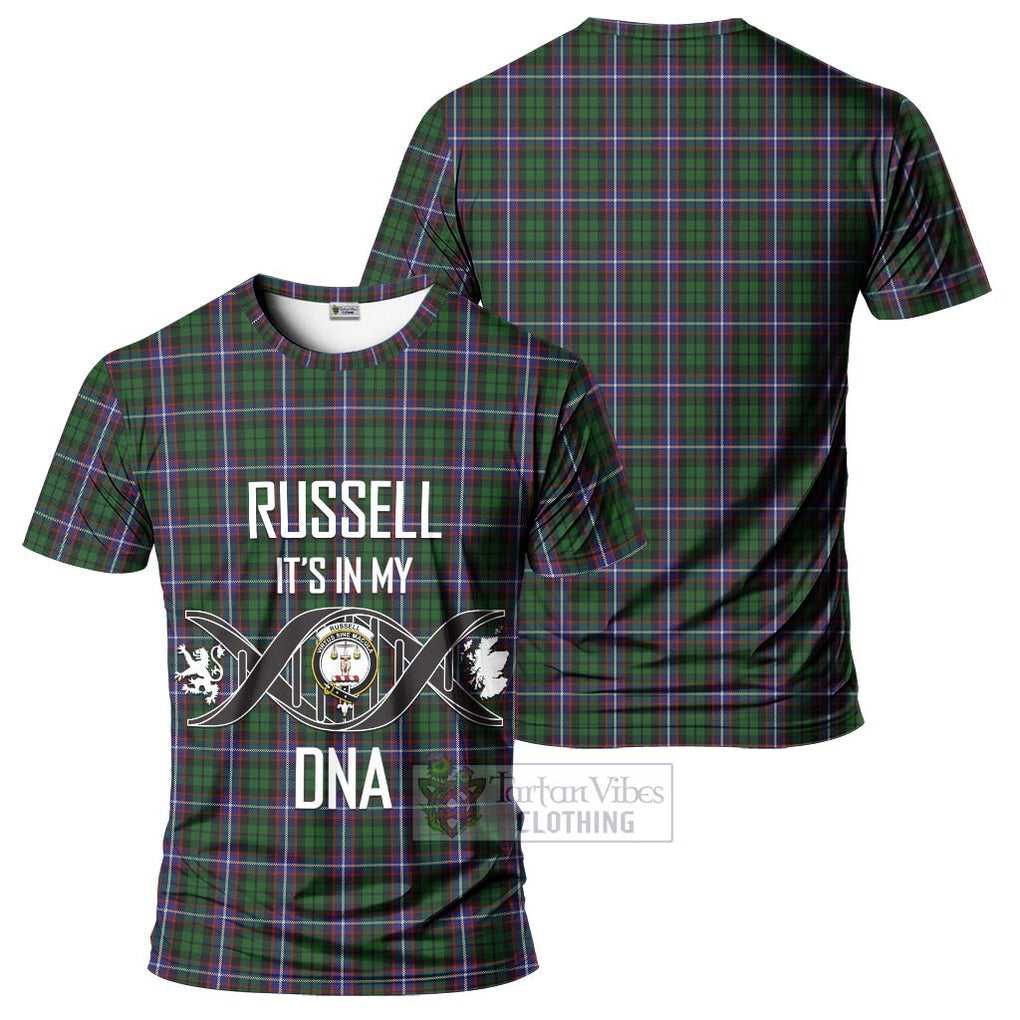 Russell Tartan T-Shirt with Family Crest DNA In Me Style - Tartan Vibes Clothing