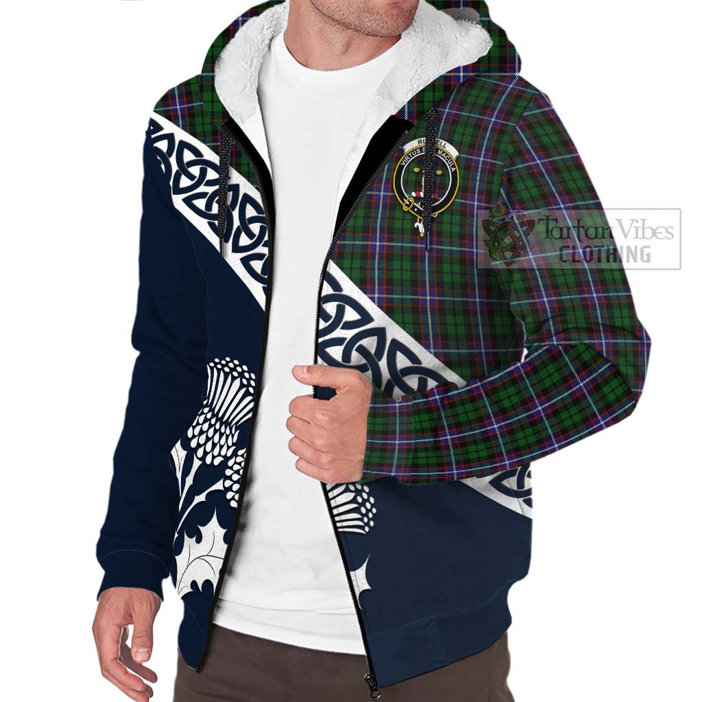 Russell Tartan Sherpa Hoodie Featuring Thistle and Scotland Map - Tartan Vibes Clothing