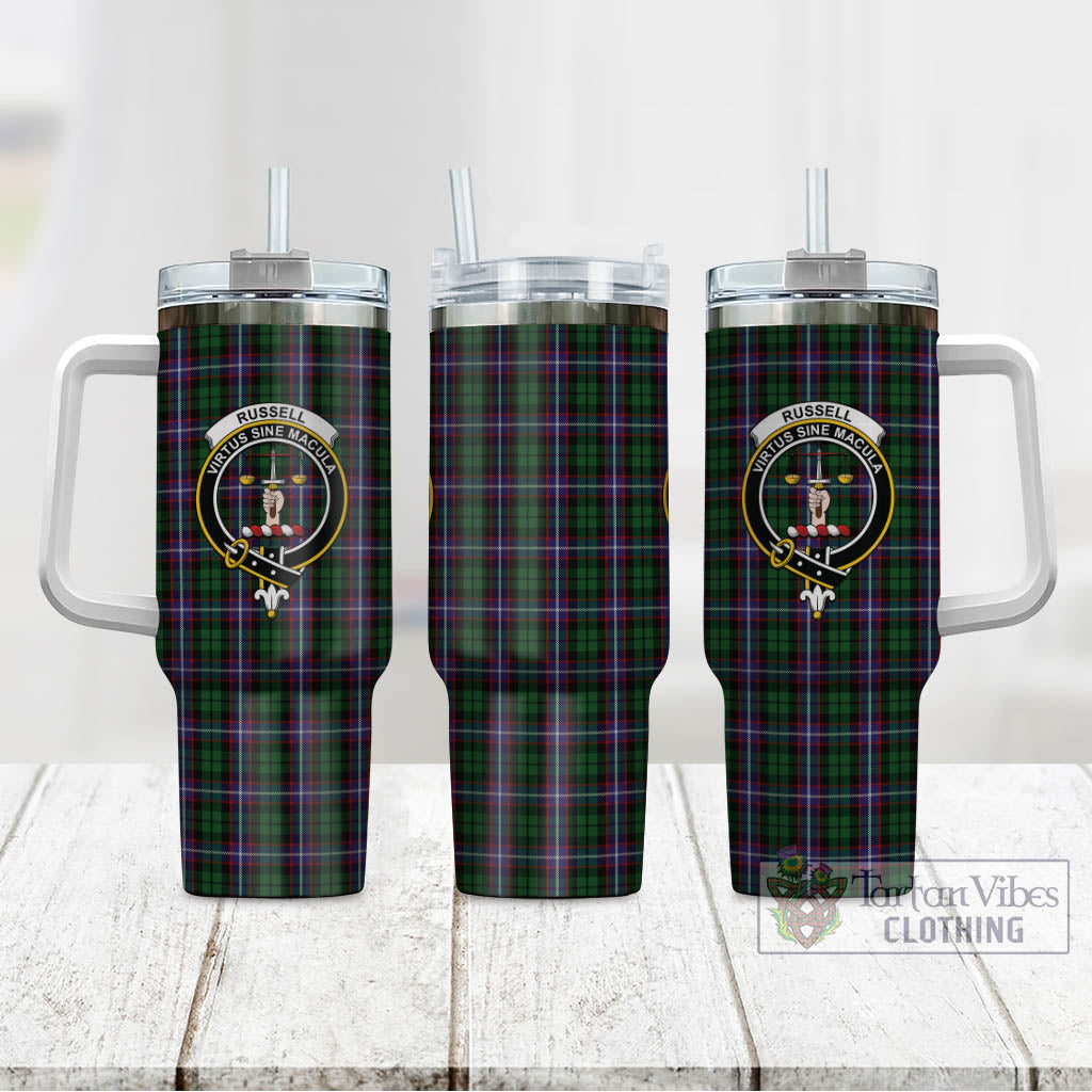 Russell Tartan Tumbler with Handle with Family Crest - Tartan Vibes Clothing
