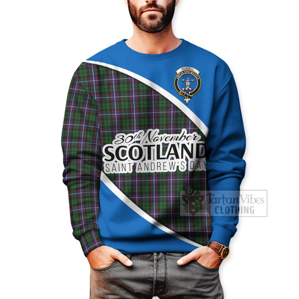 Russell Family Crest Tartan Sweatshirt Celebrate Saint Andrew's Day in Style - Tartan Vibes Clothing