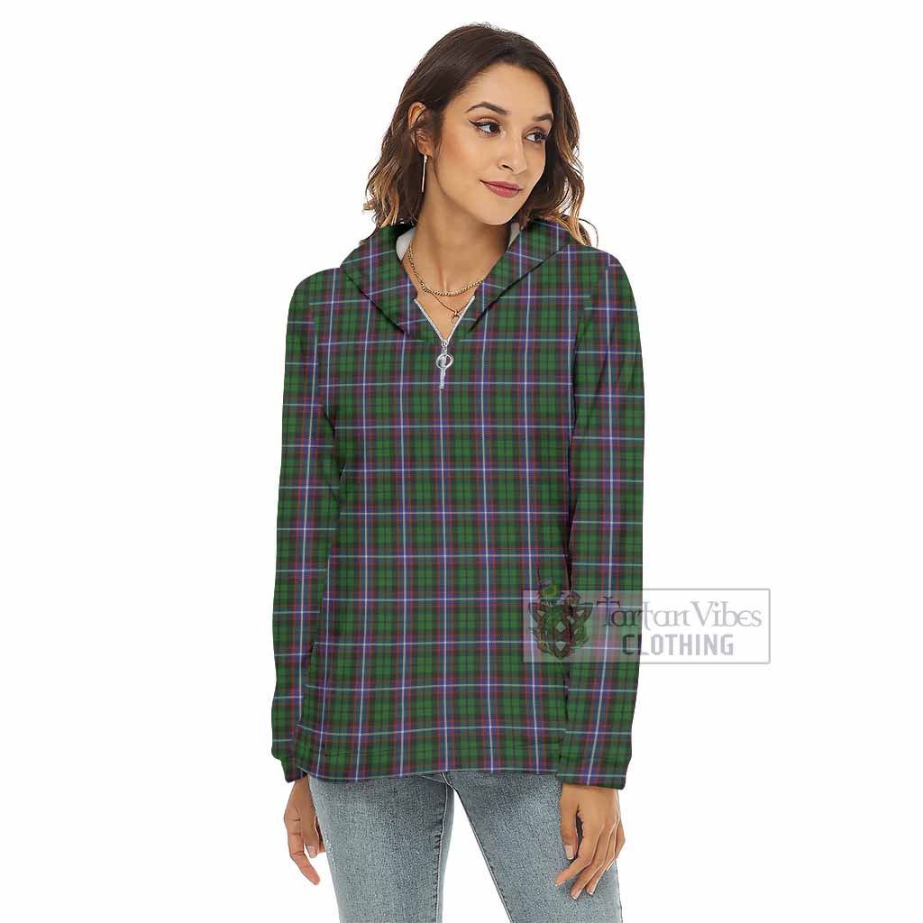 Russell Tartan Women's Borg Fleece Hoodie with Half Zip - Tartan Vibes Clothing