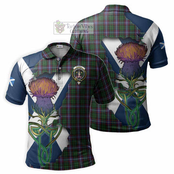 Tartan Vibes Clothing Russell Tartan Family Crest Polo Shirt Scottish Thistle Celtic Inspired