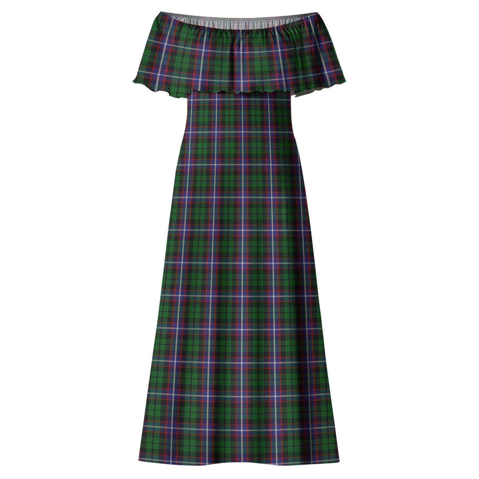 Russell Tartan Off Shoulder Long Dress - Tartan Vibes Clothing