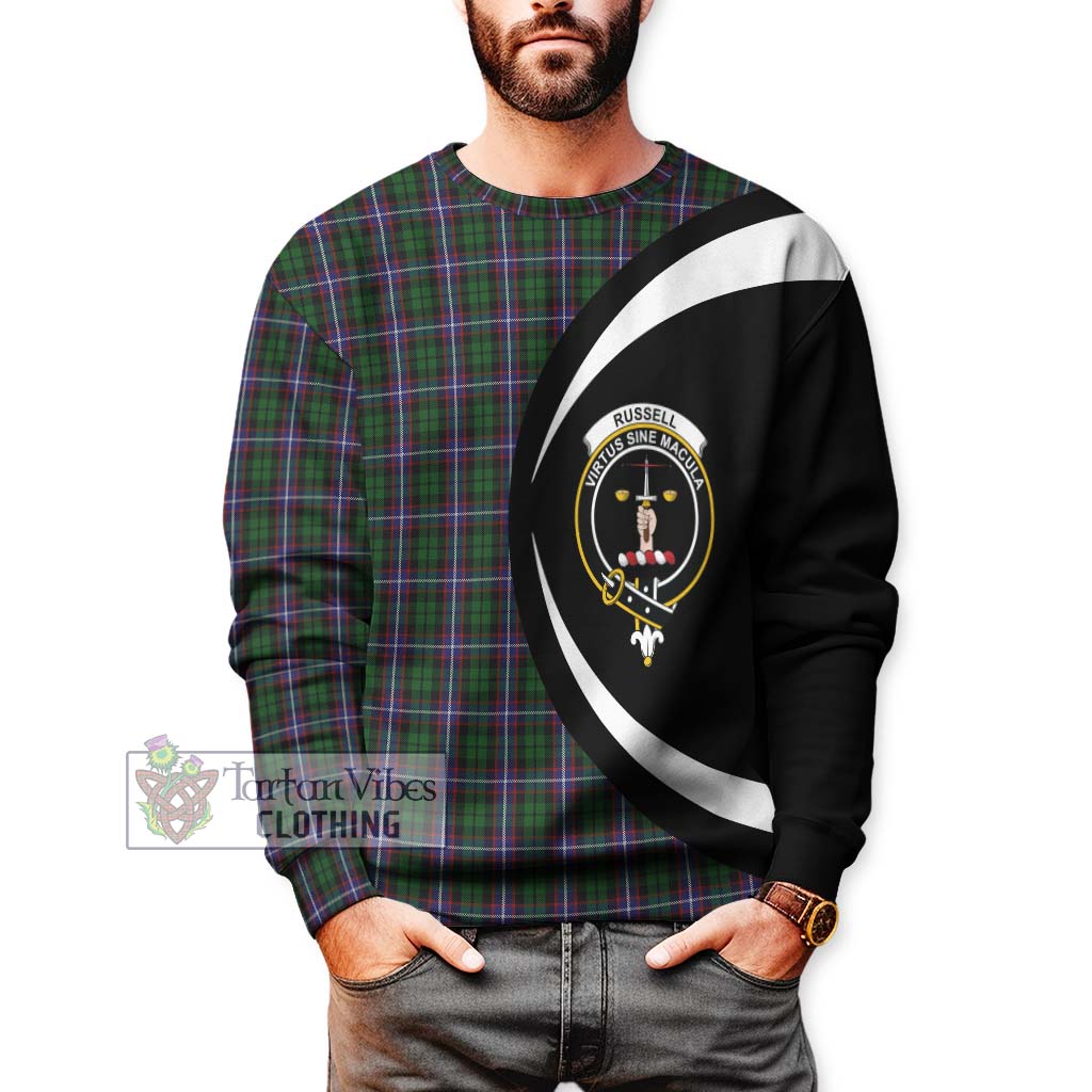 Russell Tartan Sweatshirt with Family Crest Circle Style - Tartan Vibes Clothing