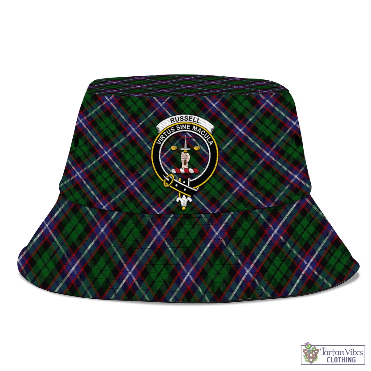 Tartan Vibes Clothing Russell Tartan Bucket Hat with Family Crest