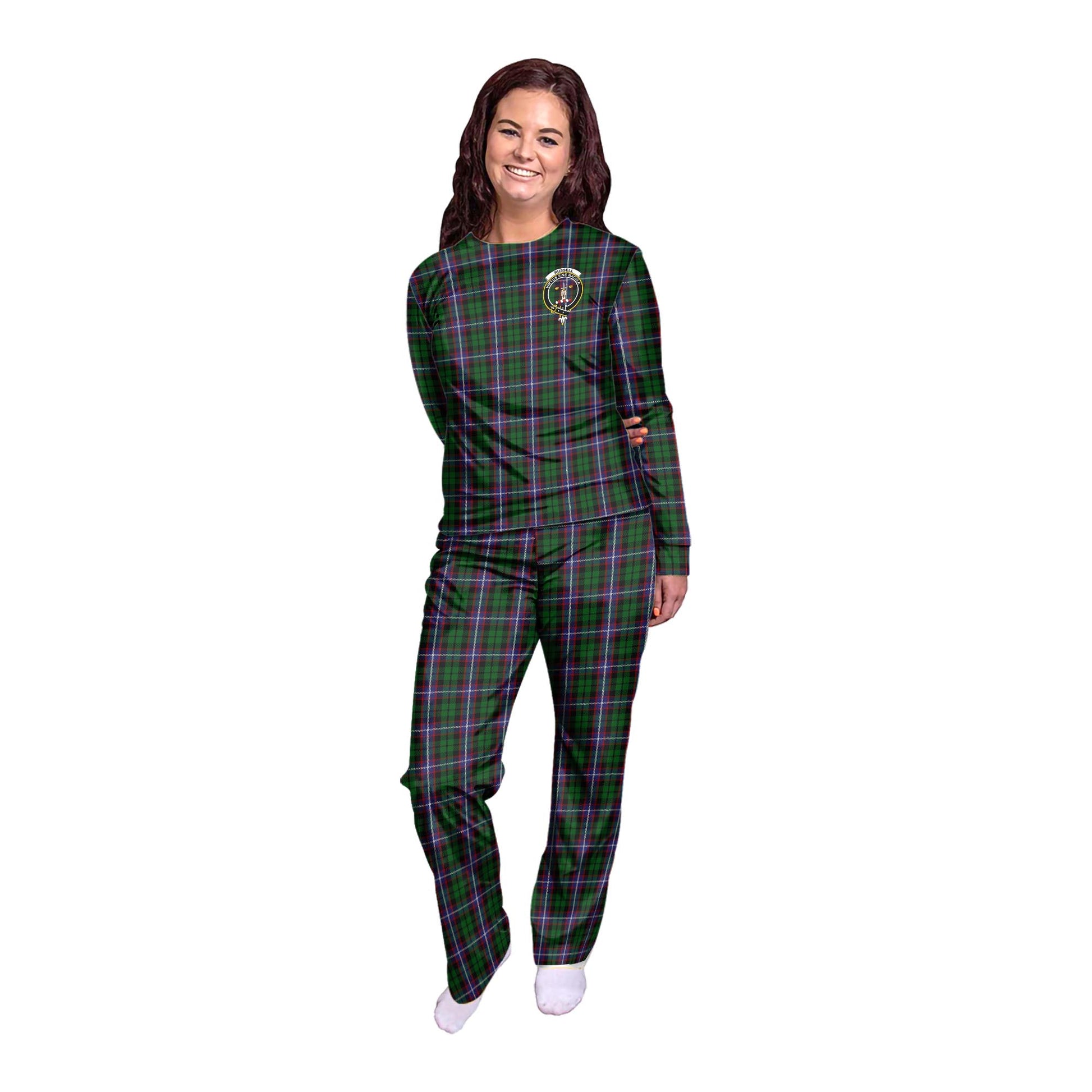 Russell Tartan Pajamas Family Set with Family Crest - Tartan Vibes Clothing