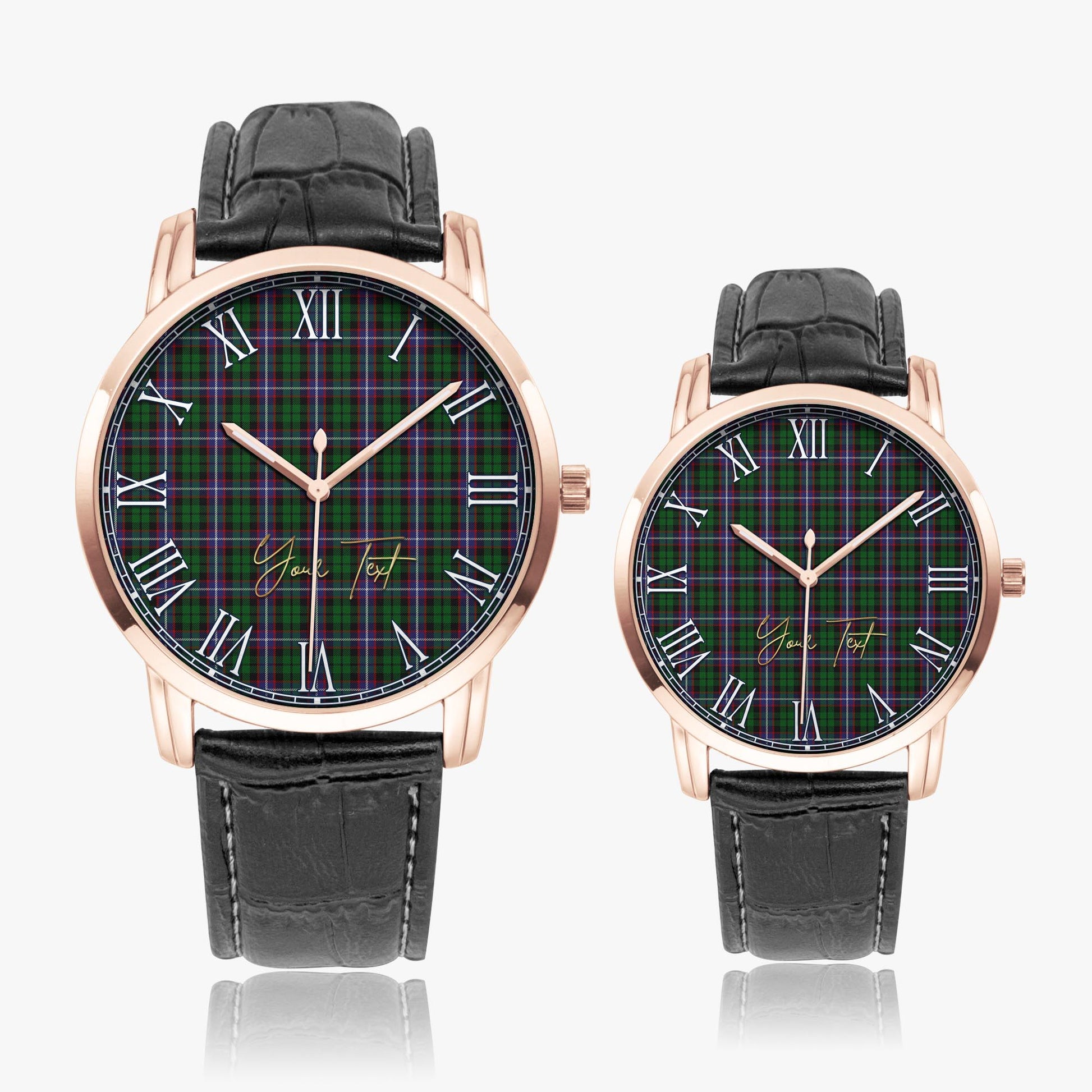Russell Tartan Personalized Your Text Leather Trap Quartz Watch - Tartan Vibes Clothing