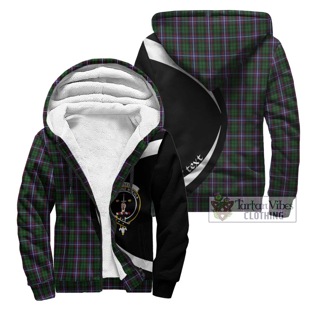 Russell Tartan Sherpa Hoodie with Family Crest Circle Style Unisex - Tartan Vibes Clothing