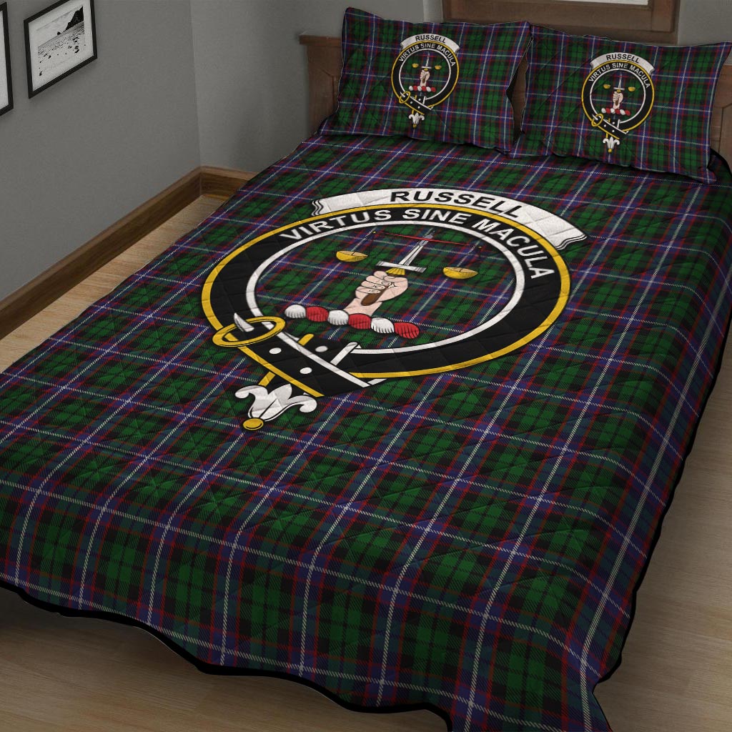 Russell Tartan Quilt Bed Set with Family Crest - Tartan Vibes Clothing