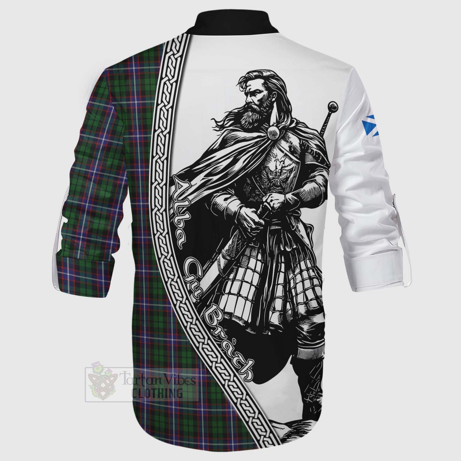 Russell Tartan Clan Crest Ghillie Kilt Shirt with Highlander Warrior Celtic Style - Tartan Vibes Clothing