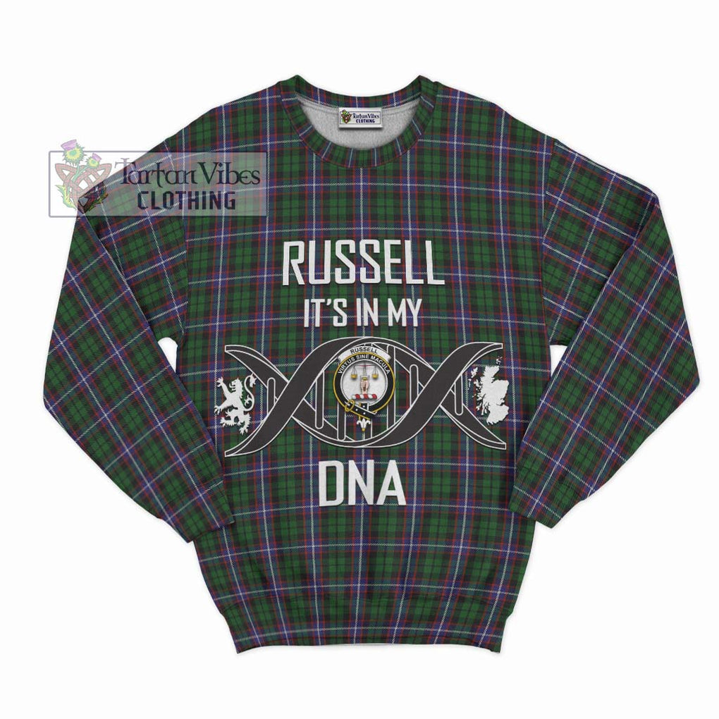 Russell Tartan Sweatshirt with Family Crest DNA In Me Style - Tartan Vibes Clothing