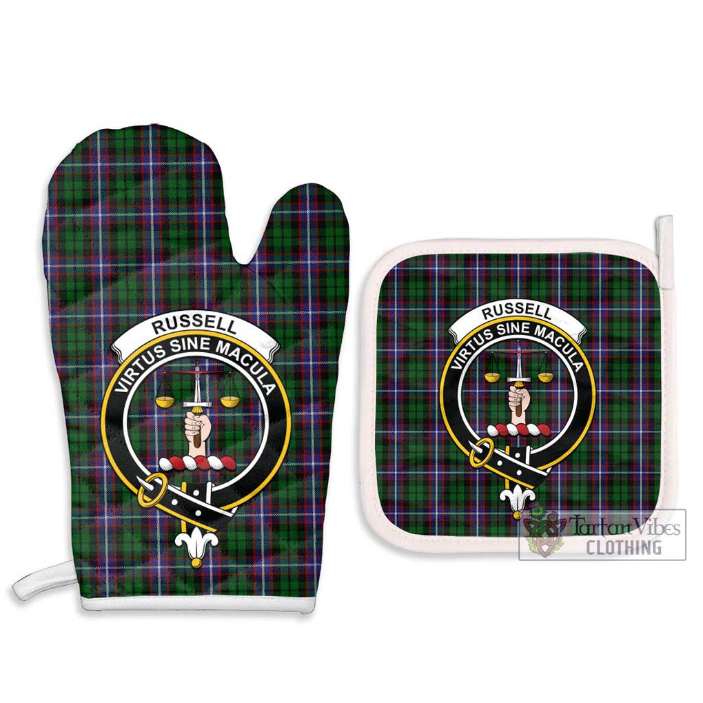Russell Tartan Combo Oven Mitt & Pot-Holder with Family Crest - Tartan Vibes Clothing